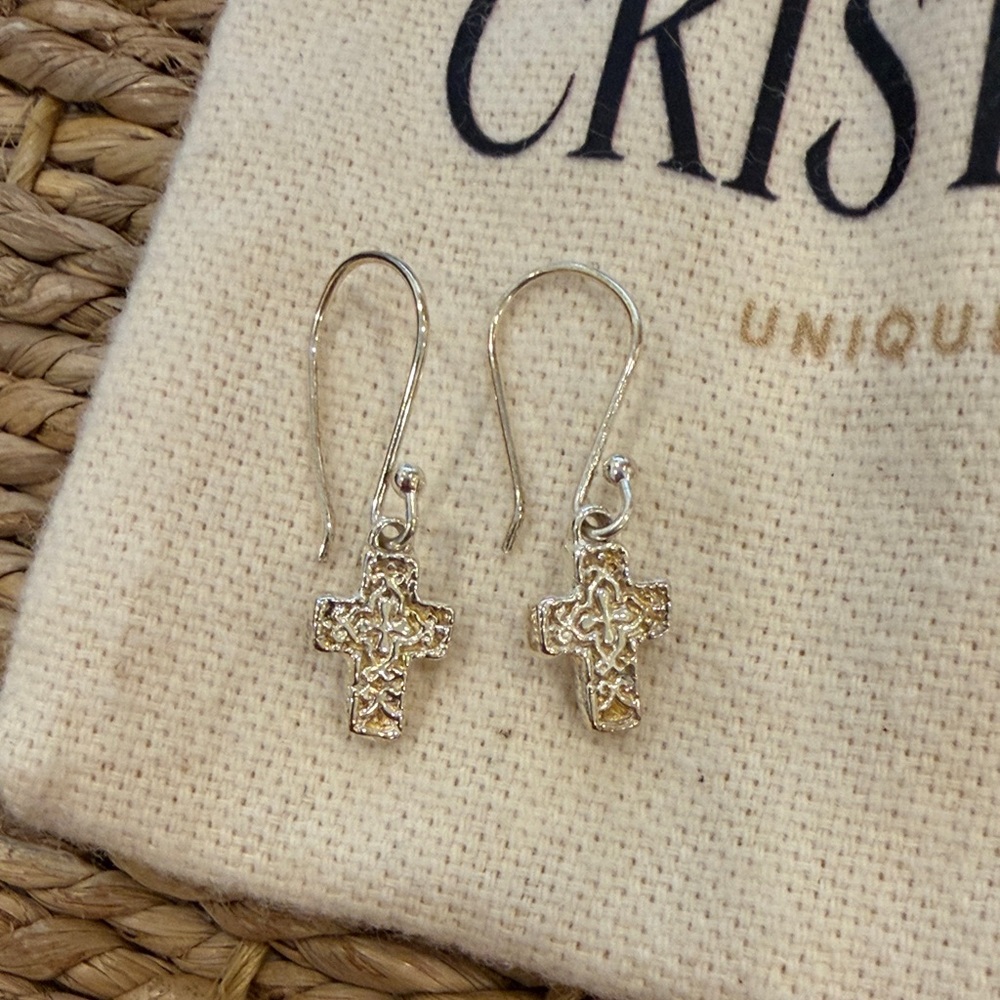 Cristiano D Silver Cross Drop Earrings - Women Jewelry